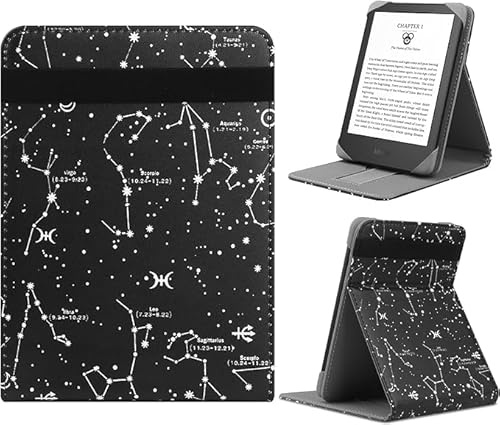 HoYiXi Universal Hülle für 6,6.8/7 Kindle Paperwhite/Colorsoft/Signature Edition 2024-2021 Kompatibel mit 6-6.8 Kobo/Pocketbook/Tolino/Sony eReaders Leder Stand Schutzhülle,Konstellation