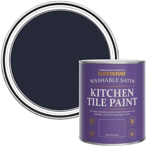 Rust-Oleum Peinture Bleu Marine Résistante à l'eau pour Faïence de Cuisine, Finition Satinée - Odyssée 750ml