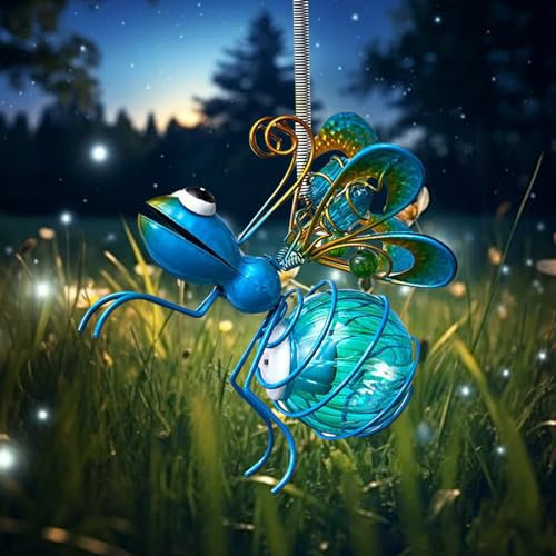Farfalla decorativa da giardino con lanterna solare per esterni, con lampada solare a LED, resistente alle intemperie, in metallo, decorazione da giardino, per interni, esterni, cortile e balcone