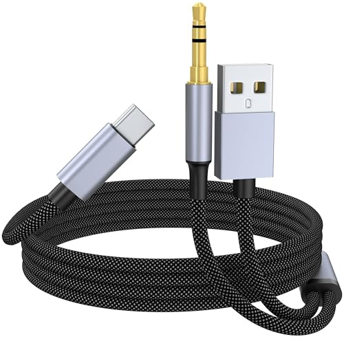 USB C to 3.5mm Aux Audio Cable with Charging, 2 in 1 USB C to 3.5mm Car Aux Stereo Headphone Jack Cable with PD 18W Charging Compatible with iPhone 15/15Pro, Galaxy S24+/S23/S22, Google Pixel 8 3.3FT