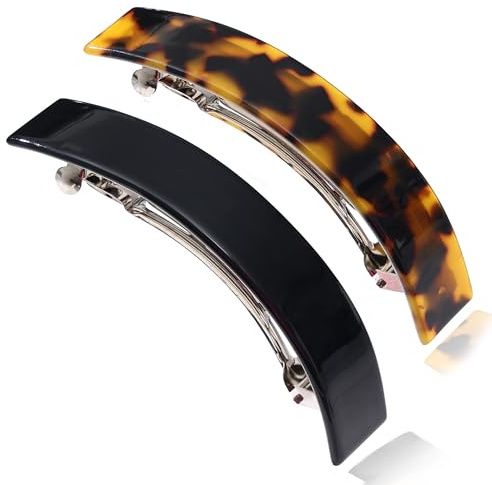 FSMILING 2pcs Hair Clips Women Hair Sliders Hair Barrettes For Women Fine Thick Hair,French Large Hair Clip Barrette Hair Clis, Tortoiseshell Black