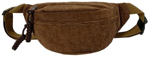 NIEEKRUN Cord Bauchtasche Damen Modische Umhängetasche Unisex Mit Einstellbarem Schultergurt für Outdoor-Aktivitäten und Reisen (Braun)