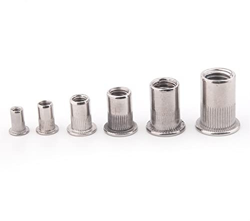 dvnFWKc Thread Knurled Nuts, Blindnietmuttern Gewinde M8 304 Edelstahl A2 Flachkopf/Senkkopf Blindnietmuttern Einbettungsmuttern,100PCS(M8 countersunk Head)