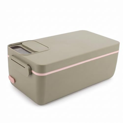 Bewinner eléctrica inalámbrica, 1 litro, capacidad de 1 litro, lonchera térmica inalámbrica recargable por USB, calentador de alimentos portátil, caja de autocalentamiento para exteriores,