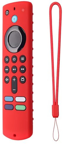 Funda de Silicona para TV Stick 4K - Mando a Distancia 16 x 4,5 cm, Cubierta Antideslizante Con Cordón, Resistente a Golpes y Caídas
