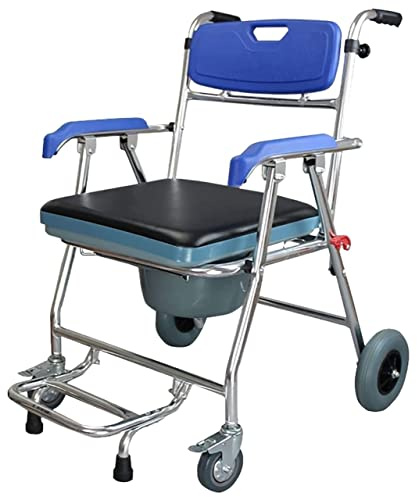 Chaise percée, fauteuil roulant de douche, chaise percée de lit, chaise roulante de transport, chaise de douche pliable, siège de toilette de chevet, parfait pour les personnes âgées, les patients,
