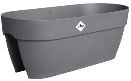 elho Vibia Campana Flower Bridge 60 - Blumenkasten Balkon mit Halterung - 100% recyceltes Plastik - L 59 x B 26 x H 22 cm - Schwarz/Anthrazit
