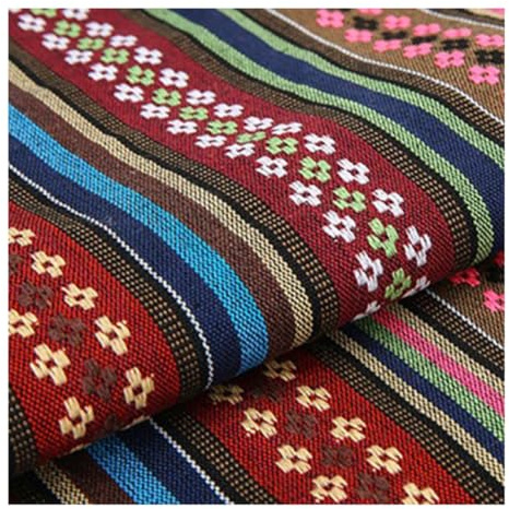 Vintage Jacquard Stoff Ethno Muster Dekostoff Meterware für DIY Nähen | Exotisches Muster verleiht selbstgemachten Produkten einen besonderen Vintage Look und dekorativen Stil.