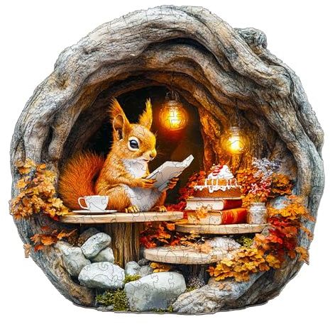 Holzpuzzle Erwachsene Eichhörnchen - 200 Teile holzpuzzle Geschenkbox | Wanddekoration,Geschenk für Freunde und Familien,Geschenke für Puzzleliebhaber,Stressabbau