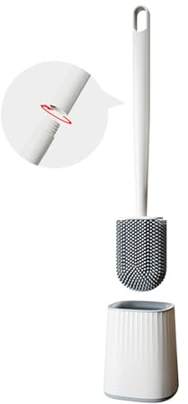 WC Bürste Wandmontage & Stehen,Klobürste Silikon, WC Bürste Silikon und Behälter, Langer Stiel Klobürste und Schnell Trocknendem Haltersatz,Wandmontage & Stehen