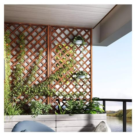 Valla de jardín enrejada de Madera Independiente, Estructura de Escalada para Exteriores Valla de jardín con privacidad Expositor de Madera Independiente para Exteriores(30x90cm)
