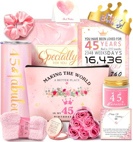Awfrky Cadeaux d'anniversaire 45 ans pour femme, cadeaux d'anniversaire | Cadeau unique pour femme de 45 ans - Décorations d'anniversaire amusantes - Idées de cadeau pour sœur, épouse