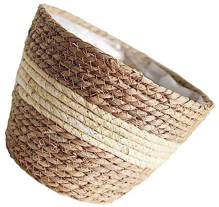 HEMOTON Panier Tissé pour Arrangement De Fleurs Naturel Petit Panier De Rangement Multifonction Végétale Support Plante Rustique pour Décoration Maison Et Événements Léger Et Pratique Beig