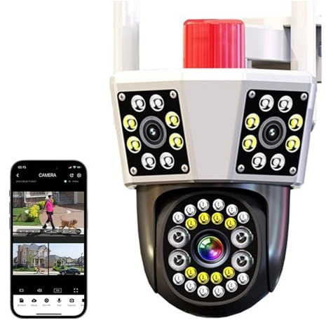 Caméras de sécurité, 6K 12MP PTZ caméra sans fil extérieur trois écran IP Cam Protection de sécurité suivi automatique CCTV caméras de Surveillance vidéo ,Caméras pour la sécurité à domicile(Camera Ad