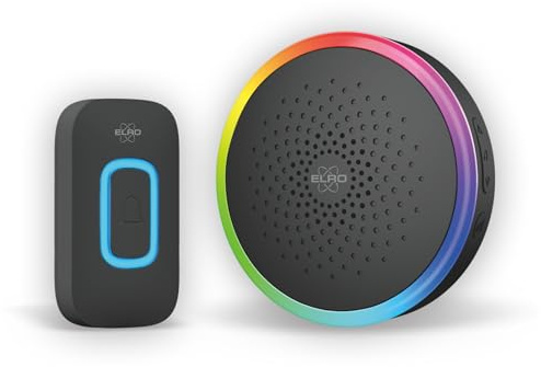 ELRO DB5000 Drahtlose Türklingel Set – Multi Colour LED – Batterie-Empfänger – 300M Reichweite – IP44 Wasserdicht – 61 Melodien