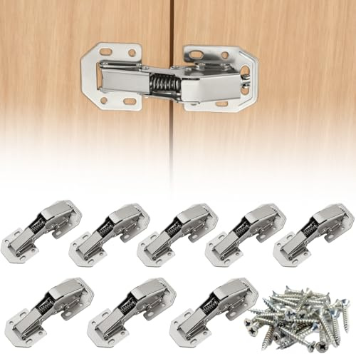 8PCS Soft Close Cabinet Hinge, No Pre-Drilled Cabinet Hinges, Surface Mount Kitchen Cabinet Hinges for Cabinet Doors with Screws