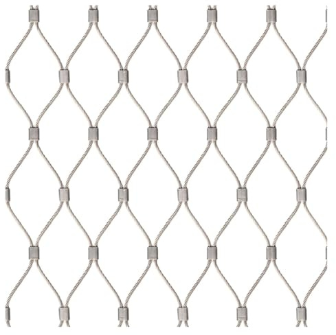GOFQB 304 Malla de Cuerda de Acero Inoxidable Alta Resistencia Tracción Valla Metálica para Terrazas para Patios, Zonas Ajardinadas, Campos de Fútbol(2x2m/6.56x6.56ft)