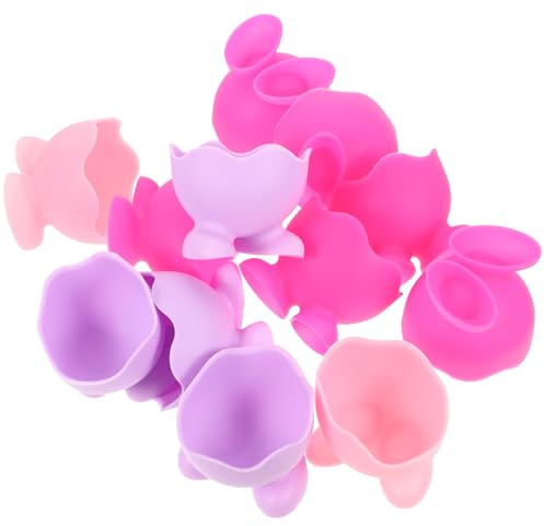 DIYEAH 12 pièces Support Œufs Silicone Coquetiers Résistants pour Œufs Durs Porte-œufs de Table Réutilisables Accessoires Cuisine Multifonctions Couleurs Aléatoires Couleur Aléatoire