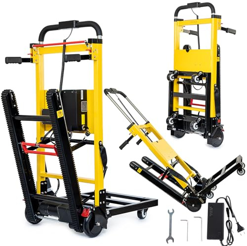 DKYWJD Elektrischer Treppensteiger 200 kg – Kraftsparende, motorisierte Sackkarre mit 24V Akku, rutschfestem Laufband & Sicherheitsseilen, ideal für Umzüge & Gerätemontage