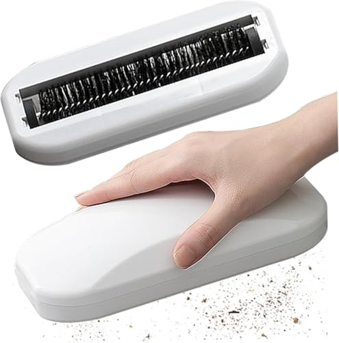 Multi-Functional Table Crumb Sweeper, Handy Rolling Bed Sweeping Brush, Handheld Crumb Sweeper, Soft Bristles Debris Collector for Table, Mat, Bed Sheets, Sofas, Clothes Cleaning Brush (White)