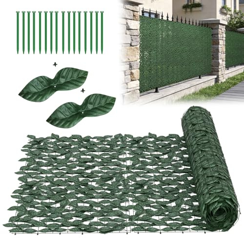 LZQ Brise-vue artificiel 1x6m, haie artificielle de lierre, toile de protection verte, protection de jardin, haie artificielle de clôture, protection de balcon, feuille de vigne artificielle en PE