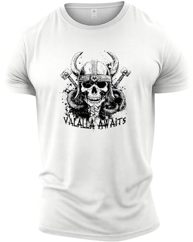 GYMTIER Sons of Odin Valhalla Awaits - Viking - Men's Gym T-Shirt - Bodybuilding Workout Top