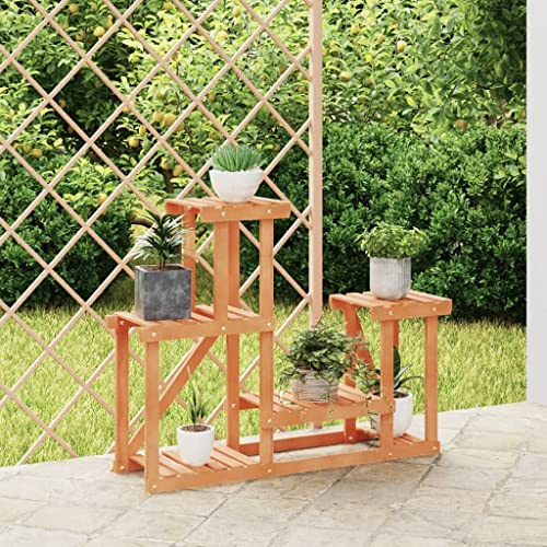 Runheo Soporte para flores de madera maciza de abeto 90 x 25 x 73,5 cm, soporte para plantas con soporte estable para balcón, salón, terraza, banco de flores, decorativo y versátil como mesa para