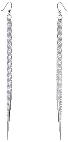 Quasten Ohrringe Silber 925 XXL - Lange Ohrhänger für Damen SO-47 | Elegante Silberohrringe hängend 6 x 140mm aus rhodiniertem 925 Sterling Silber für Frauen von MATERIA by Matthias Wagner