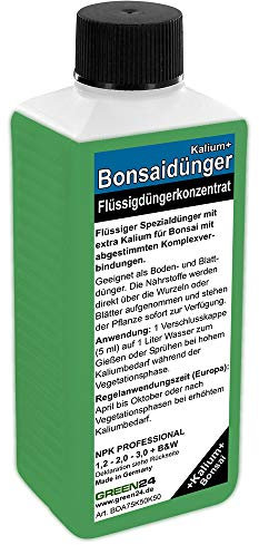 Bonsai-Dünger NPK Kalium+ HIGHTECH Dünger zum düngen von Bonsai Pflanzen, Premium Flüssigdünger aus der Profi Linie