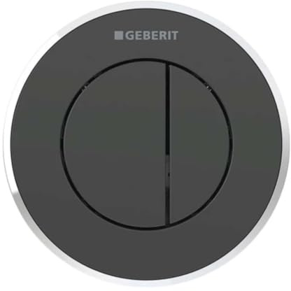 Geberit remote flush actuation type 10, pneumatic, for dual flush, concealed actuator: black, bright chrome-plated