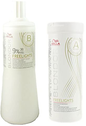 Wella Blondor Freelights Oxyd 9% - 1000 ml + 400g Blondor Freelights Creme, neutral, Cremebasiert, für alle Haartypen