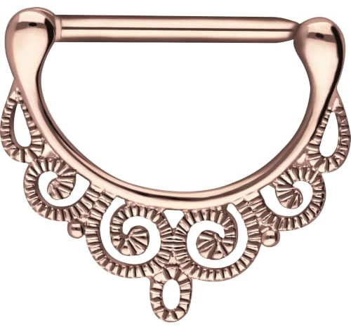 PIERCINGLINE Chirurgenstahl Nippelpiercing Clicker | ORIENTALISCHES DESIGN | Piercing Brust Nippel Brustwarze | Farb & Größenauswahl