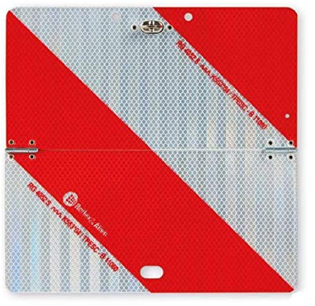 Kleine Nachtparkwarntafel von Reflexallen, 282 x 282 mm, rechtsweisend | horizontal klappbar - reflektierend RA2/C - rot-weiße Warntafel