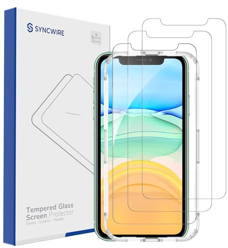 Syncwire Schutzfolie kompatibel mit iPhone 11/XR, [3 Stück] 3D-Touch Blasenfrei Ultra-HD Schutzfoliefolie 9H-Härte Anti-Bläschen Displayschutzfolie Schutzfolie Panzer Schutz Glas Folie 6.1 Zoll