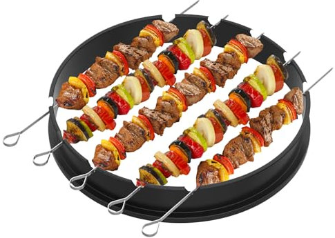 Onlyfire Schaschlik Rotisserie Grillspieß Set, 5 Spieße mit Grillaufsatz, Schaschlikspieße aus Edelstahl für 57 cm Weber Kugelgrills, Fleischspieße, Barbecuespieß, Schaschlikspiesse für Freien Garten