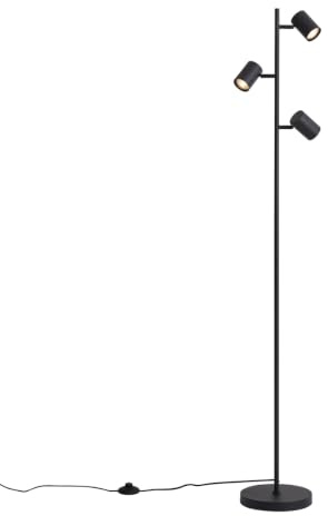 Qazqa Modern Stehleuchte, Stehlampe - Jeana - Schwarz, max. 35W, Geeignet für LED, 3-flammig, 150cm, Ideal als Wohnzimmerlampe