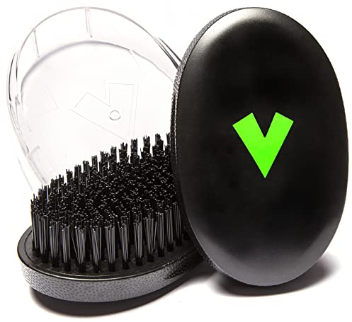 Veeta Superior Wave Brush for Men 360 - Palm With Protective Cover, 100% Synthetic Flex Bristles, Curved Design to Deepen & Define Pattern (Soft)