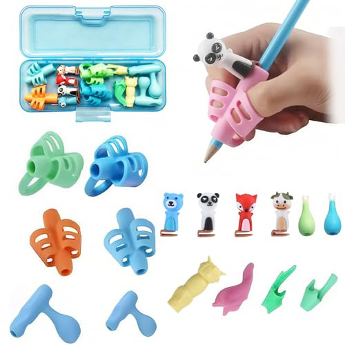 TSKDKIT Impugnature Matita, 16 Pezzi Impugnature per Scrittura a Mano per Bambini, Impugnatura Ergonomica Aiuto Scrittura Strumento Correzione Della Postura per bambini, Adulti