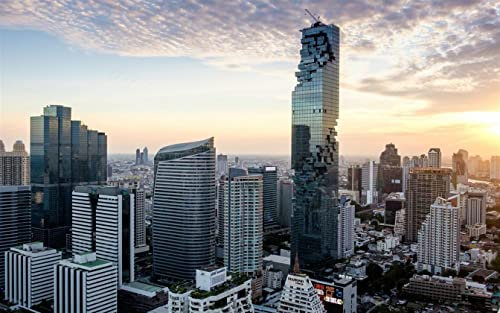 Haeran River Bangkok Mahanakhon Morgen Sonnenaufgang Wolkenkratzer Color Talk Malen Nach Zahlen DIY Einzigartiges Leinwand Ölgemälde Kit Digitale Malerei