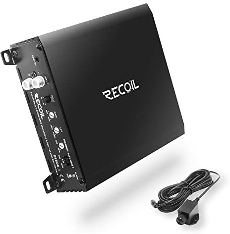Recoil DI600.1 Class-D Car Audio Mono-Block Subwoofer Amplifier, 1200 Watts Max Power, 2/4 Ohm Stable, Mosfet Power Supply, Remote Bass Knob Included