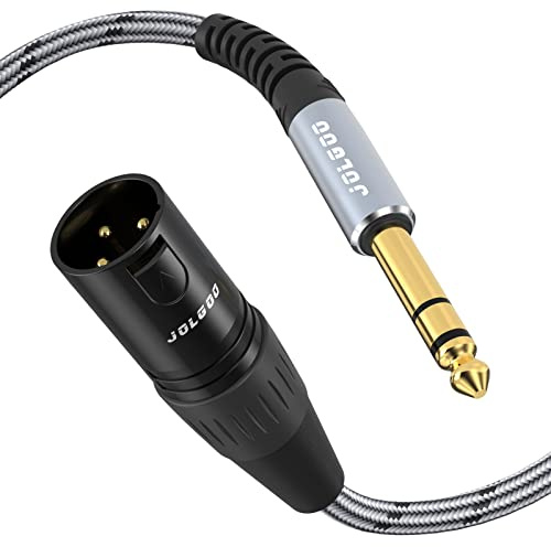 JOLGOO 1/4 Zoll TRS-auf-XLR-Stecker-Kabel, symmetrischer 6,35-mm-TRS-Stecker auf 3-poligen XLR-Stecker, Viertelzoll-TRS-Stecker auf XLR-Stecker-Mikrofonkabel, 7,6 Meter