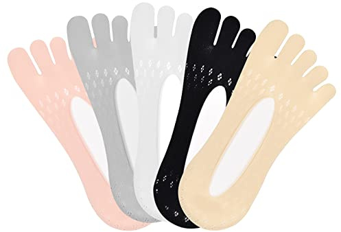 Calcetines de Dedos Invisibles Mujer - 5 Pares Antideslizantes, Ortopédicos, Suaves y Transpirables - Multicolor