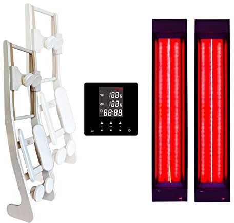 B-Ware 2 x infraröda strålkastare, InfraROTmed 500 W + kontroll + 2 x ryggstöd djupvärme, ryggstrålkastare, fullspektrumstrålkastare för bastu och infraröd kabin, för eftermontering eller självbyggnad