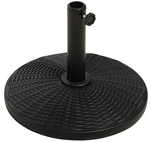 Outsunny Pied de Parasol Rond Base de lestage Ø 44,5 x 32 cm Poids Net 12,5 KG HDPE et Ciment Noir
