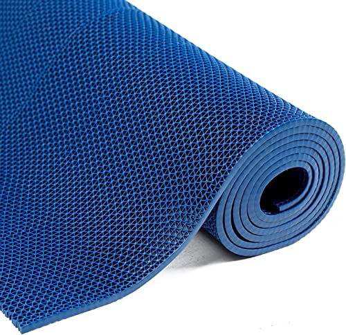 BWKJMY Non Slip Drainage Rubber Matting,90x300cm swimming pool matting | 5.5mm Thick Commercial Waterproof Rubber Mat for Indoor outdoor Restaurant Kitchen Swimming Pool Bathroom,Blue