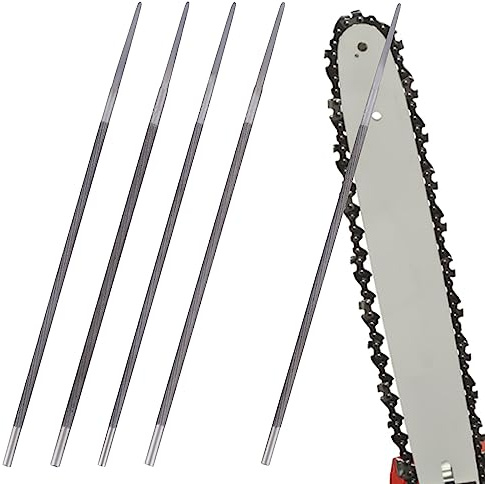 Kettensägenfeile 5 Stück Rundfeile Sägeketten Kettensäge Feilen Rasenmäher Kettensäge Schärfefefeile 4.0 mm 4.5 mm 4.8mm 5.0mm und 5.5mm Sägeketten Feilen Set für manuelle Schärfen von Sägeketten