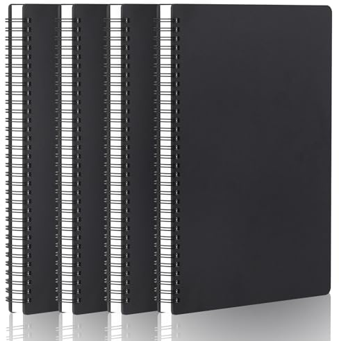 Yarotm Notizbuch A4 Dotted - 4 Stück Notizblock Spiralbindung - 100g/m² Papier Gepunktet 5mm - 120 Seiten Hardcover Spiralblock Notizheft - Collegeblock Journal A4 Ringbuch