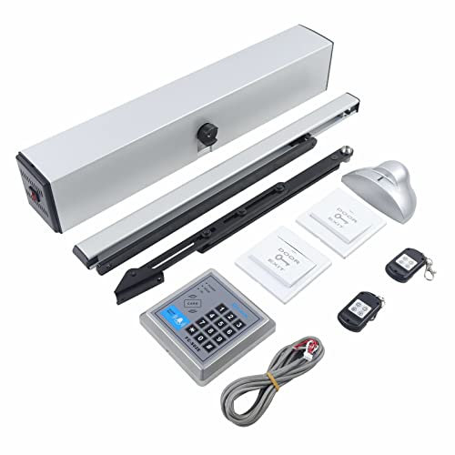 Abridor de puerta automático eléctrico con cierrapuertas oscilantes eléctrico, mando a distancia, motor de puerta batiente y botón de presión, 50 W