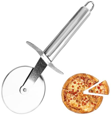 Pizzaschneider, Pizzaroller aus Edelstahl, Pizza Schneidemesser, Pizza Cutter Scharf und Spülmaschinenfest, Klingenschutz für Pizza, Kuchen, Waffeln, Teig und Mehr