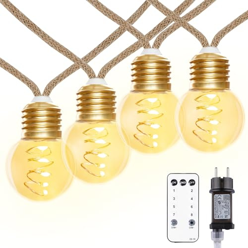 LED Lichterkette Außen, Vintage 6M Warmweiß Lichterkette Aussen Strom,Bruchsicher G45 20 LED Lichterkette Innen mit Stecker,Lichterketten Glühbirnen Beleuchtung für Outdoor Garten Balkon